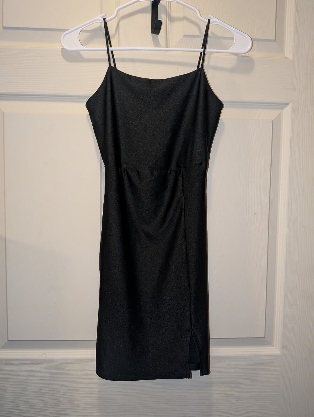 Sleek Black Mini Slip Dress with Side Notch